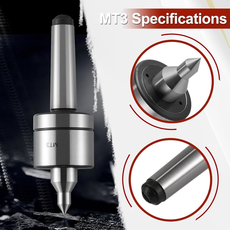 HOZLY Morse Taper Medium Duty MT3 Live Center,High Accuracy 60 Degree Triple Bearing Lathe CNC Tool for Lathe Tailstock Machine (MT3) - Image 3